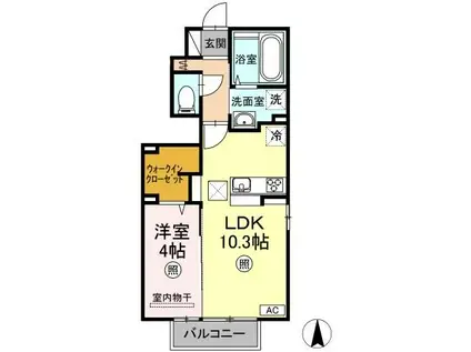 シャルール(1LDK/1階)の間取り写真