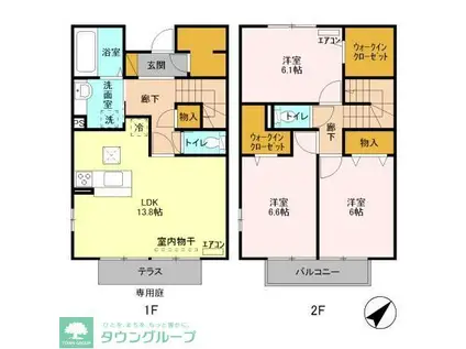 アルページュ B(3LDK/1階)の間取り写真