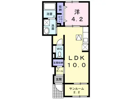 コージーコート(1LDK/1階)の間取り写真