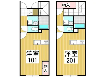 レオネクストプレジールせどII(1K/2階)の間取り写真