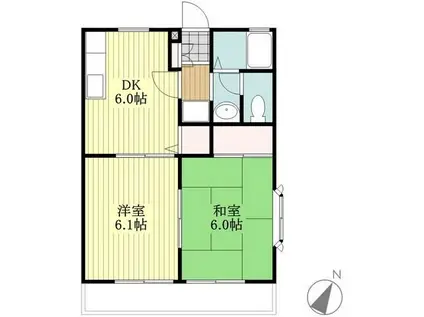 シャトル森崎II(2DK/2階)の間取り写真