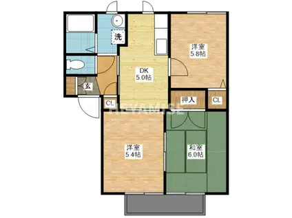 フォーレスS(3K/2階)の間取り写真