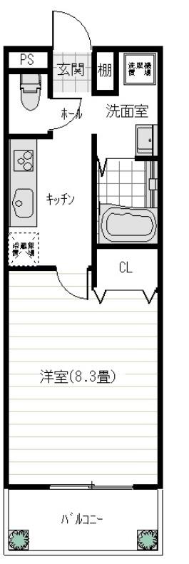 ラ・メール本町A棟(1K/2階)の間取り写真