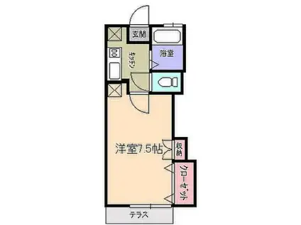 ジュネス東海(1K/2階)の間取り写真