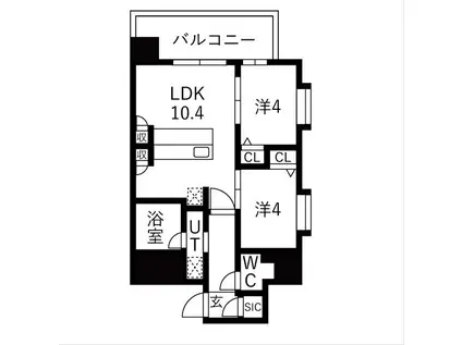 スプランディッド玉造(2LDK/6階)の間取り写真