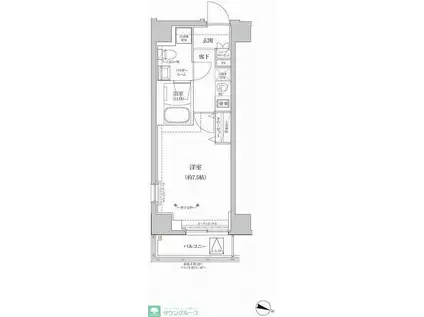 RELUXIA両国II(1K/2階)の間取り写真