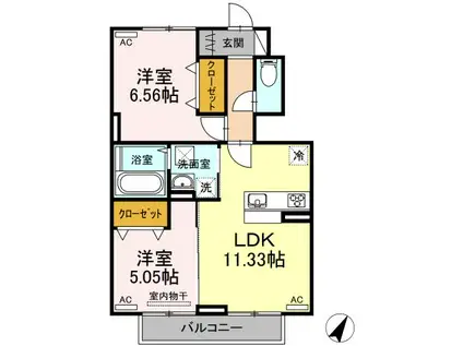 マリーゴールド B棟(2LDK/1階)の間取り写真