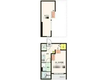 FINE COURT仙台卸町(1K/1階)の間取り写真