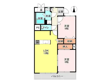 レジデンス一宮(2LDK/1階)の間取り写真