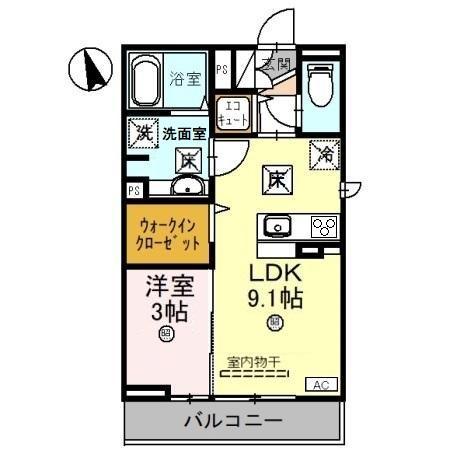 サニーガーデン日之出(1LDK/1階)の間取り写真