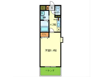 クラウンスリー(1K/2階)の間取り写真