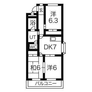 リバーサイド桶狭間(3DK/1階)の間取り写真