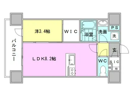 ネストピア東比恵駅前II(1LDK/9階)の間取り写真