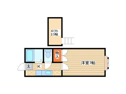 ホワイトキャッスル24番館(1K/2階)の間取り写真