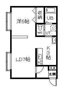 ライフ永山壱番館A棟(1LDK/2階)の間取り写真