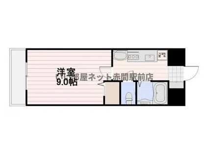 ギャラン赤間駅前(1K/3階)の間取り写真