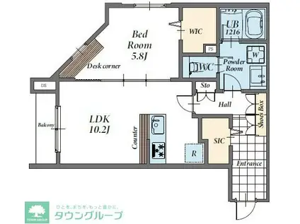ジョイアークス世田谷中町(1LDK/1階)の間取り写真
