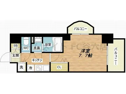 LUXE海老江II(1K/10階)の間取り写真