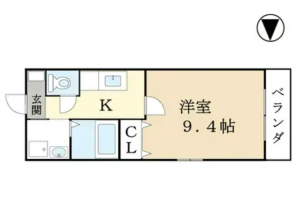 ジュネス・ド・アスピラシオン(1K/1階)の間取り写真