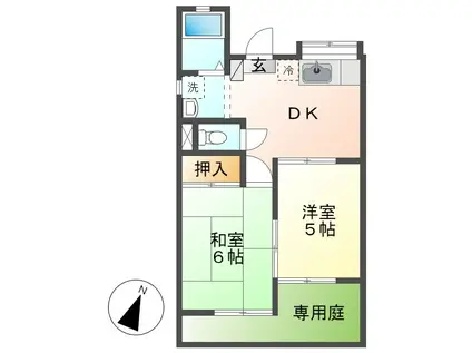 トキワハイツ(2DK/1階)の間取り写真