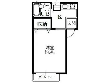 サンライフ甲田(1K/2階)の間取り写真