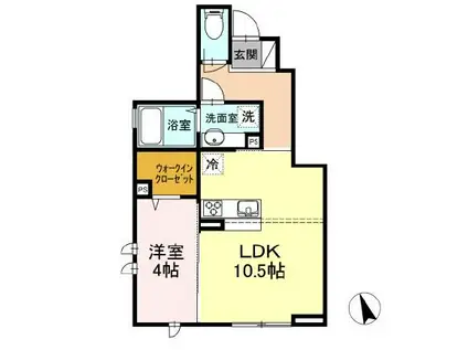 フローラ野沢(1LDK/1階)の間取り写真