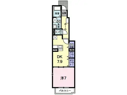 パーク・イーストII(1DK/1階)の間取り写真