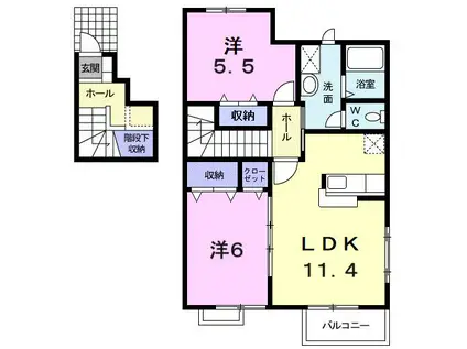 メゾンデミオ(2LDK/2階)の間取り写真