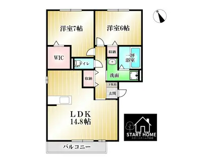 セレーノ弐番館(2LDK/3階)の間取り写真