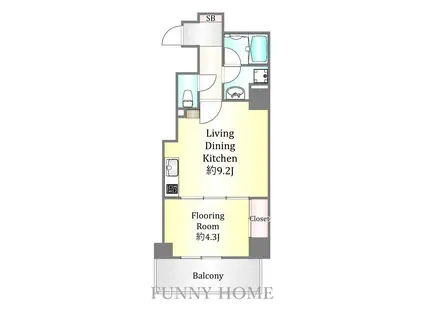 グランホース世田谷アベニュー(1LDK/4階)の間取り写真