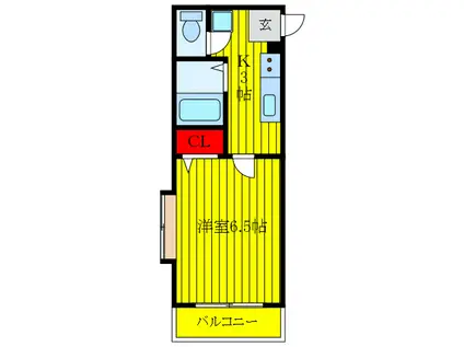 東京メトロ南北線 王子神谷駅 徒歩13分 3階建 築24年(1K/2階)の間取り写真