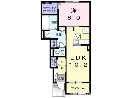 リバーサイド塚脇A(1LDK/1階)の間取り写真