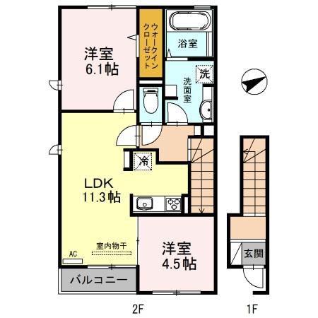 コマースグローリー(2LDK/2階)の間取り写真