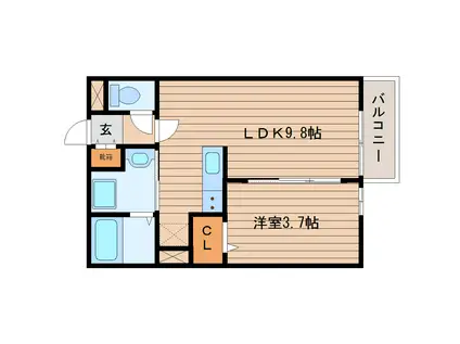 ウェルシャトー旭ヶ丘1番館(1LDK/2階)の間取り写真