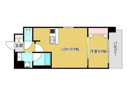 スプランディッド弁天町(1LDK/6階)の間取り写真