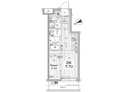 メイクス若松河田(1DK/3階)の間取り写真