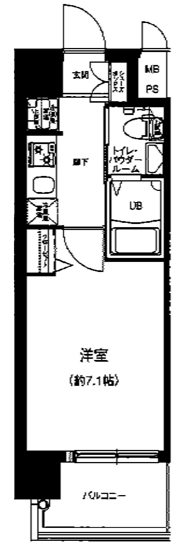 エグゼ天神橋(1K/7階)の間取り写真