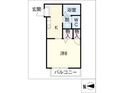 クレール東岡崎(1K/1階)の間取り写真