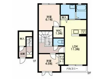ステラ要町(2LDK/2階)の間取り写真