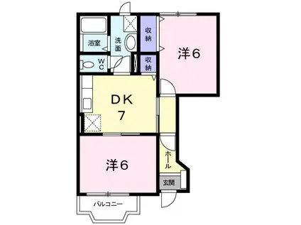 プレアデスII(2DK/1階)の間取り写真