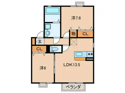 クレールコート(2LDK/2階)の間取り写真