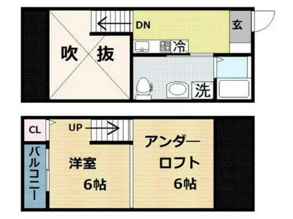 クレアシオン(1SK/2階)の間取り写真
