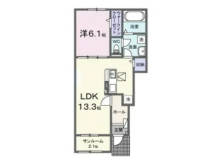 クエルクス(1LDK/1階)の間取り写真