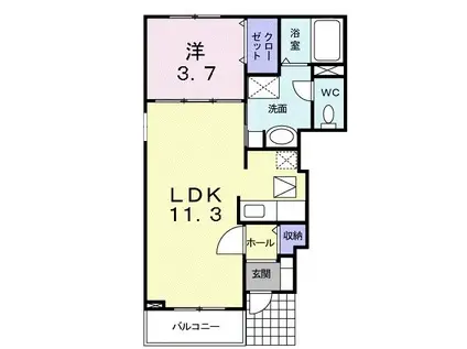 デスパシオ四王寺(1LDK/1階)の間取り写真