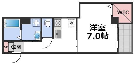 クィーンライフ東今里(1K/9階)の間取り写真