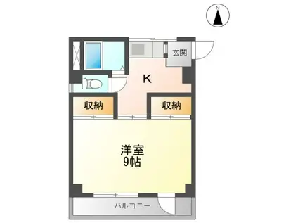サンジェルマン富田町(1K/4階)の間取り写真
