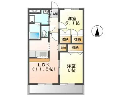 サンフォレスト(2LDK/2階)の間取り写真