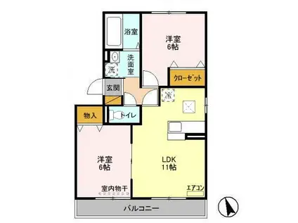 ル・シエル(2LDK/1階)の間取り写真