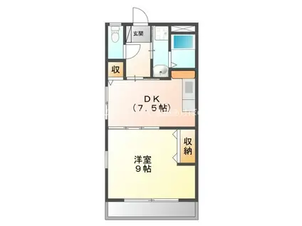 ヴィラ弥生(1DK/1階)の間取り写真