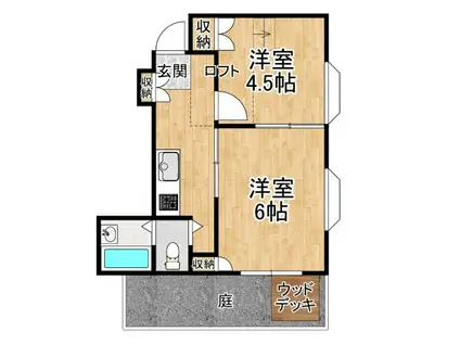 リバティヒル富美ケ丘町(2K/1階)の間取り写真